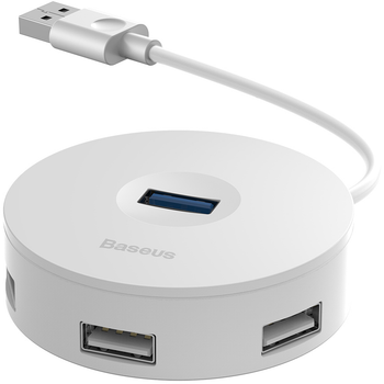 USB-хаб Baseus Round Box CAHUB-F02 USB3.0 to USB 3.0 x 1 + USB 2.0 х 3 Білий (16718)