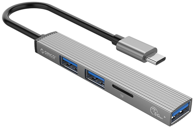 Hub USB Orico USB-A - USB3.0, 2xUSB2.0, TF (AH-A12F-GY-BP) (CA913770)