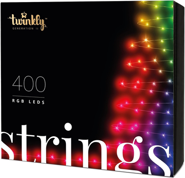 Світлодіодна Smart LED-гірлянда Twinkly Strings RGB 400, BT + Wi-Fi, Gen II, IP44 кабель чорний (TWS400STP-BEU)