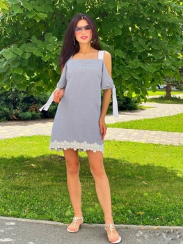 Жіноча бавовняна сукня Poliit 8487 блакитний 36