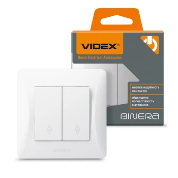 Вимикач двоклавішний прохідний білий VIDEX BINERA (VF-BNSW2P-W) 24452