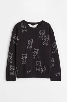 Джемпер чорний принт котиків H&M 92см (40001068)