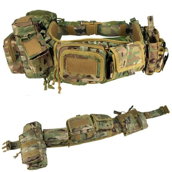 Тактический пояс-разгрузка РПС YAKEDA MULTICAM с ремнем, подсумками и стропами MOLLE Multicam