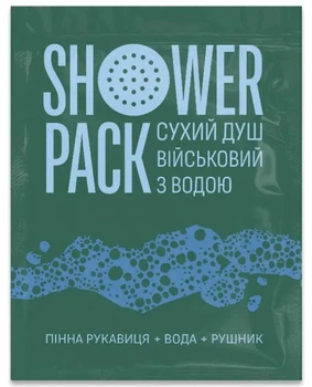 Губка одноразова з дерматологічним гелем – Shower Pack (сухий душ військовий з водою)