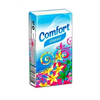 Платочки бумажные носовые Comfort Classic одноразовые 10 шт