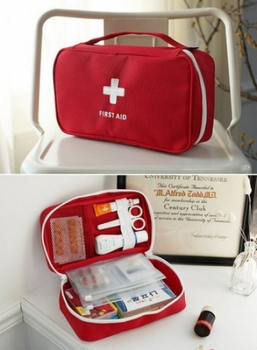 Аптечка-сумка для медикаментов красная дорожняя 24см