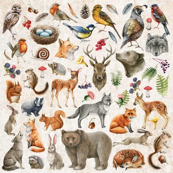 Лист с картинками для вырезания, Фабрика Декора, Forest life 30,5х30,5 см, FD-02119