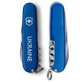 Ніж складаний 91 мм, 12 функцій Victorinox SPARTAN UKRAINE Синій/Ukraine білий