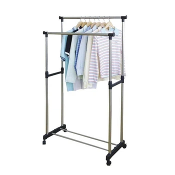 Телескопическая стойка-вешалка для одежды и обуви - Double Pole Clothes Horse 160х92х45см