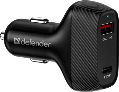 Автомобильное зарядное устройство Defender UCA-90 36W USB QC3.0 Type-C PD3.0 Black (4714033838368)