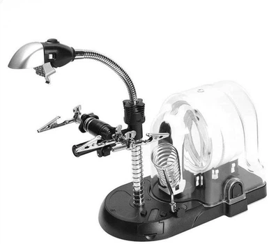Держатель "третья рука" Magnifier MG7761 LED увел.-2X на 90мм / 5Х на 75мм / 16Х на 37мм