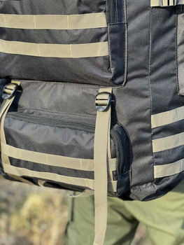 Тактический военный рюкзак на 100 литров из плотной тактической ткани черный