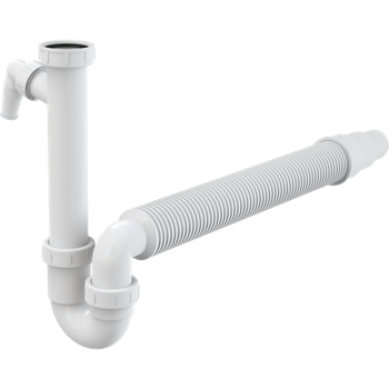 Сифон для кухонной мойки ALCAPLAST впуск 1 1/2" белый A83-DN50/40
