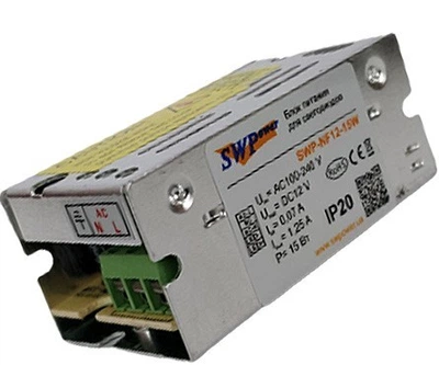 Блок питания 15Вт 12В IP20 SWP-NF12-15W