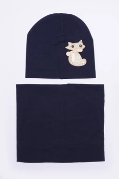 Шапка+хомут девочка темно-синяя на 4-5 лет Fashion окружність голови 42 (149982)