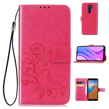 Чохол Clover для Xiaomi Redmi 9 книжка шкіра PU малиновий Без бренду