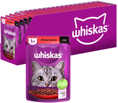 Вологий корм для котів Whiskas яловичина в соусі 85 г