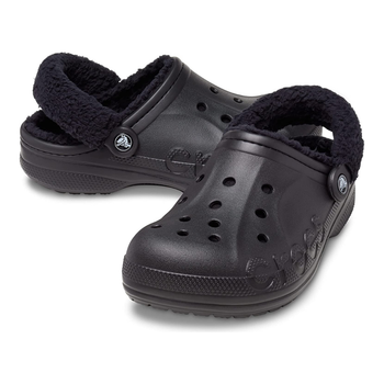 Зимние утеплённые кроксы Crocs Baya Lined Fuzz-Strap Clogs 39-40 р 25-25.5 см Черные 206633-060 M7/W9 Black/Black