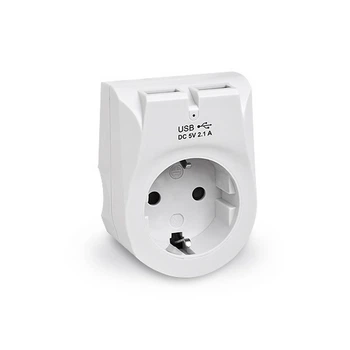 Зарядний пристрій з розеткою REAL-EL CS-25 (2USB, 2.1A) White