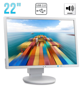 Монитор Б-класс NEC MultiSync EA223WM / 22" (1680x1050) TN / DisplayPort, DVI, VGA, USB, Audio / Встроенные колонки (2x 1W) / VESA 100x100 б/у