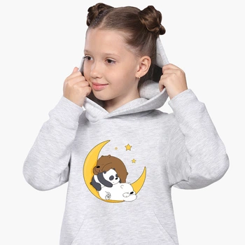 Детский худи Вся правда о медведях (We Bare Bears) Светло-серый меланж (9298-2894) 140 см