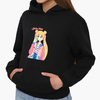 Детский худи Сейлор Мун (Sailor Moon) Черный (9298-2924) 140 см