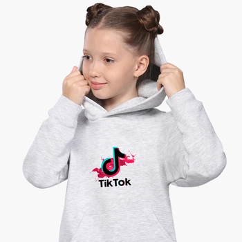 Детский худи ТикТок (TikTok) Светло-серый меланж (9298-1943) 140 см