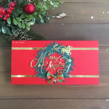 Gift box Holidays червоний Новорічна листівка з конвертом Ручна робота