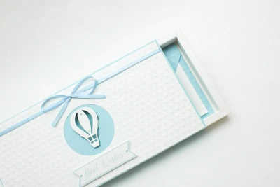 Gift box Dreamer голубий з білим Оригінальні конверти для грошей