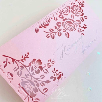 Gift box Bloom рожевий Подарункова листівка для грошей для жінки
