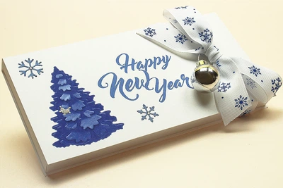 Gift box Winter time білий Листівка з конвертом з Різдвом. Ручна робота