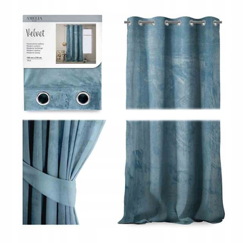 Штора блек-аут на люверсах AmeliaHome Velvet 140 х 270 см (13050715564) блакитний