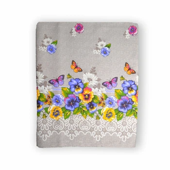 Скатерть Home Line рогожка Фиалковые бабочки, 150х220 см (130562)