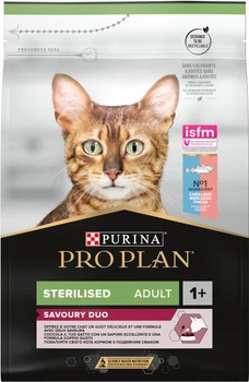 Сухий корм Purina PRO PLAN Sterilised Adult 1+ Savoury Duo для дорослих котів після стерилізації, із тріскою та фореллю 3 кг (7613036732550)