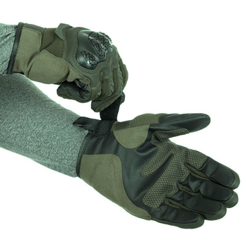 Сенсорные перчатки тактические военные-армейские Military Rangers полнопалые с защитой костяшек, боевые, с закрытыми пальцами XL Оливковый BC-9876