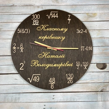 Часы настенные в класс математики, подарок учителю, учителю математики, часы с формулами HWD (A0355)