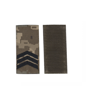 Шеврон нашивка патч на липучці погон сержант чорний колір на пікселі. 5 см*10 см, Світлана-К