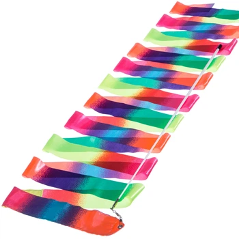 Лента для художественной гимнастики с палочкой Zelart 1658 длина 6м Радуга Rainbow