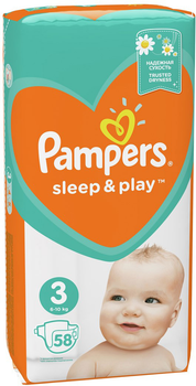 Підгузки Pampers Sleep & Play Розмір 3 (Midi) 6-10 кг 58 шт (4015400224211)