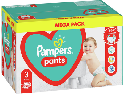 Pieluchomajtki Pampers Pants Rozmiar 3 (6-11 kg) 128 szt. (8006540069417)