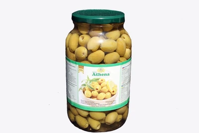 Оливки Athena зеленые без косточки стекло 1250/600 гр.
