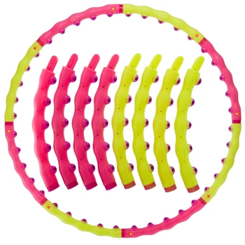 Обруч для похудения массажный разборной Хула Хуп Hula Hoop SPORT HOOP Zelart 1,5 кг 8 секций d-94 см розовый-лимонный JS-6013