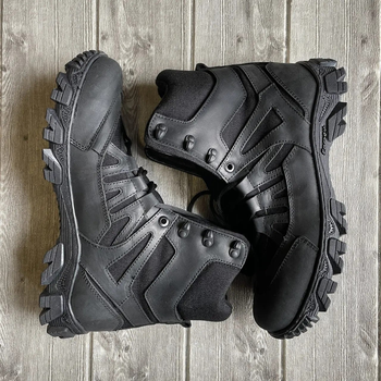 Берці тактичні черевики SlimTex + Фліс (-20) високі шкіра Чорні розмір 41