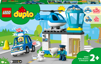 Zestaw klocków LEGO DUPLO Town Posterunek policji i helikopter 40 elementów (10959)