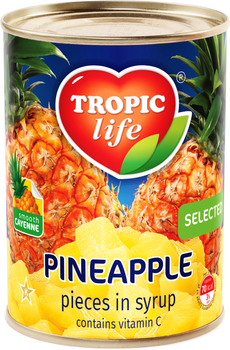 Ананас кусочками в сиропе Tropic Life 580 мл (4820086920087 / 5060162900278)