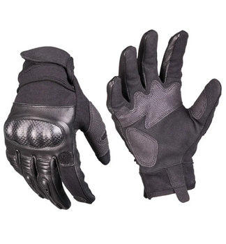 Перчатки тактические кожаные полнопалые Mil-tec с защитой черные (12504402_M) размер M