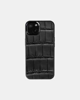 Чохол зі шкіри крокодила Kartell для iPhone 13 Чорний