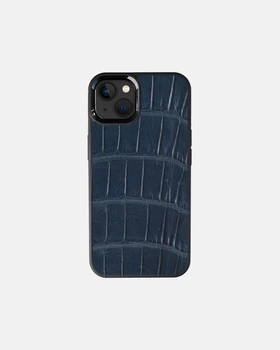 Чохол із темно-синьої шкіри крокодила Kartell для iPhone 13