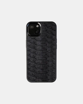 Чохол Kartell із чорної шкіри пітона з широкими лусочками для iPhone 13