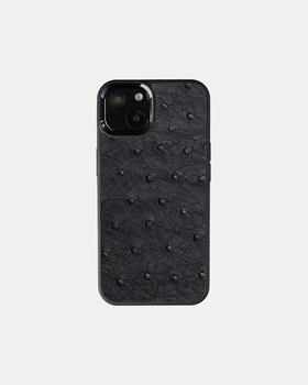 Чохол Kartell із чорної шкіри страуса з фолікулами для iPhone 13